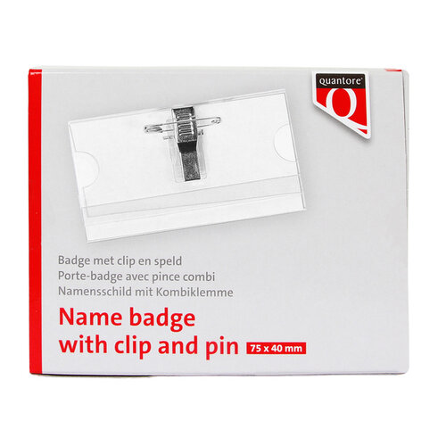 Quantore Badge Quantore met clip en speld 40x75mm