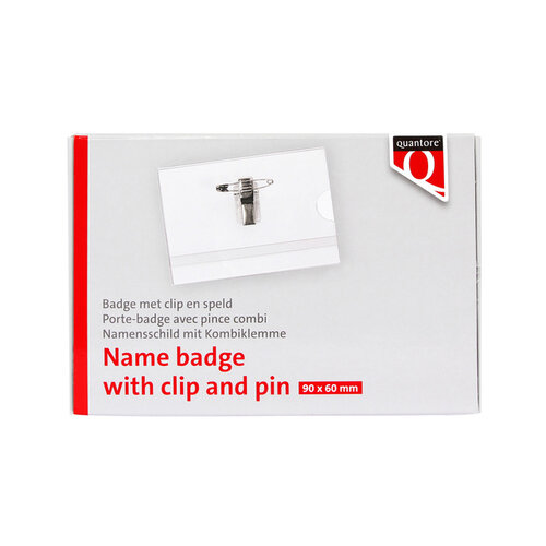 Quantore Badge Quantore avec clip et épingle 60x90mm