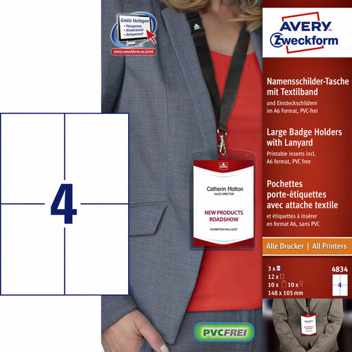 Avery Badge Avery 4834 A6 porte-badge+bristols 10 pièces