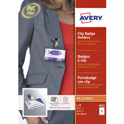 Badge à clip Avery 4822 60x90mm 25 pièces + 32 cartes à insérer