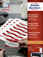 Avery Insert pour badge Avery L4726-20 40x75mm micro perforation