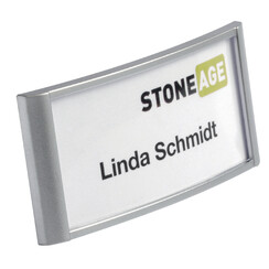 Badge Durable 8542 classic avec aimant 34x74mm gris argenté