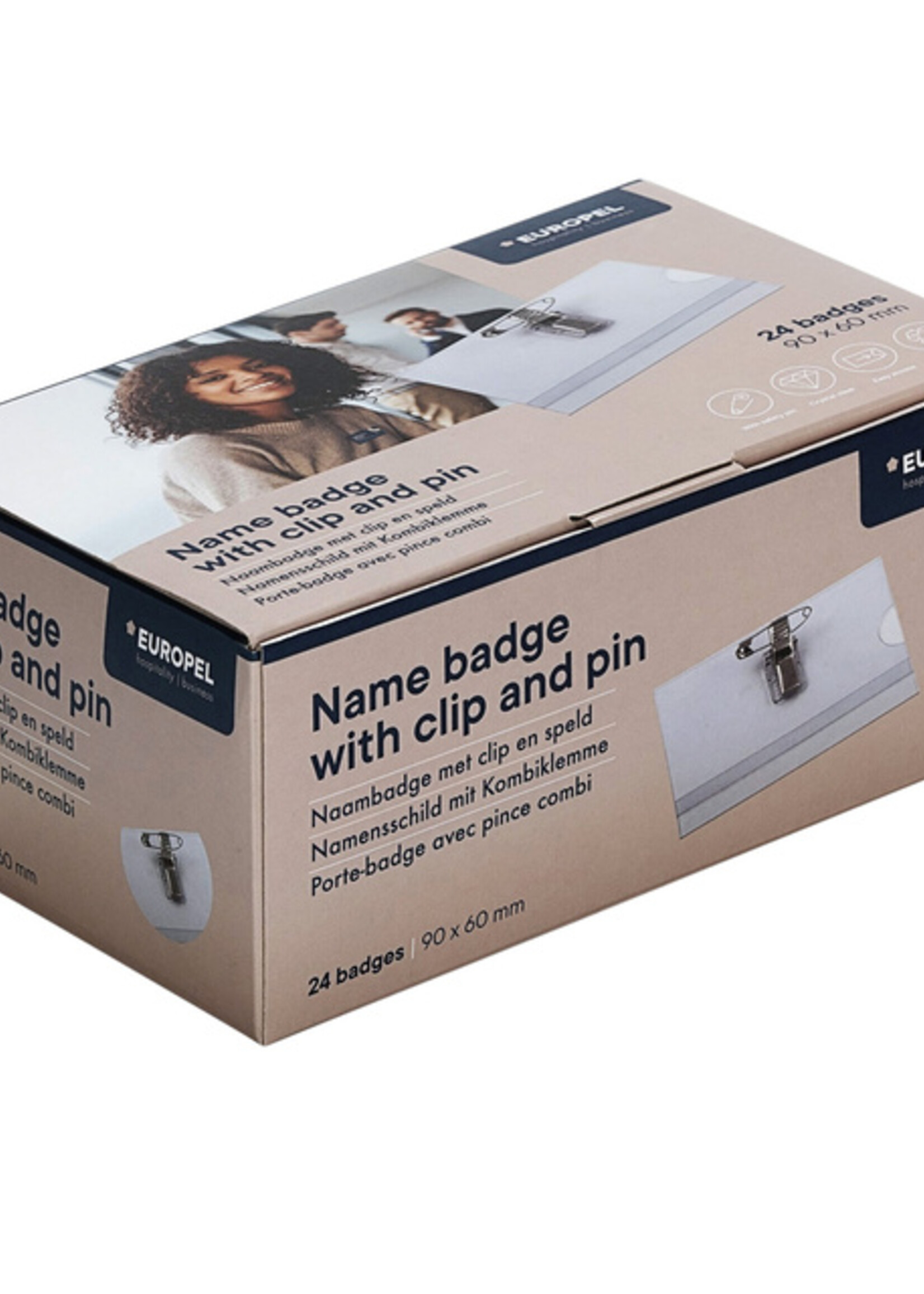 Europel Badge Europel met clip en speld 90x60mm