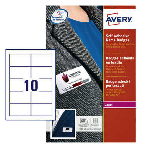 Avery Naambadge etiket Avery L4787-20 80x50mm blauw kader 200stuks