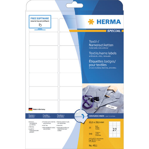 Herma Etiquette badge HERMA 4511 63,5x29,6mm blanc