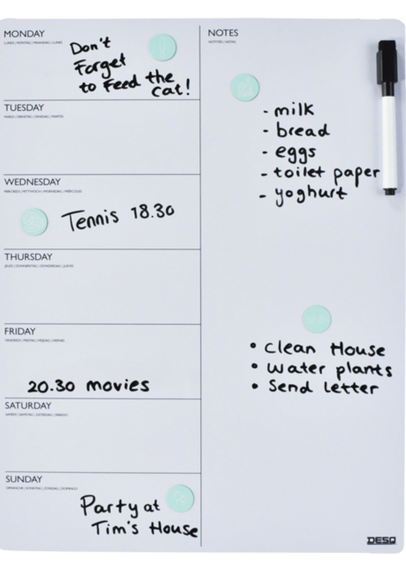 Desq Magnetische planner Desq week 40x30cm magnetisch