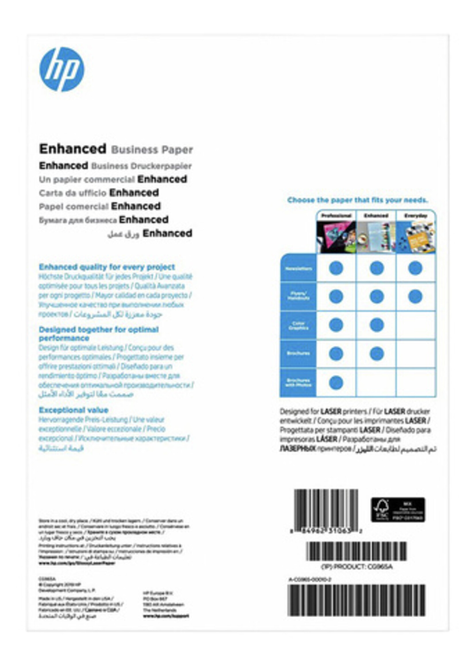 HP Fotopapier laser HP CG965A 150gr A4 glans wit 150vel