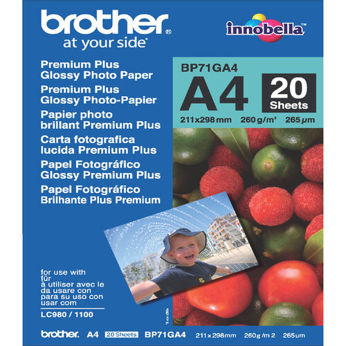 Brother Papier jet d’encre Brother BP-71 A4 brillant 260g 20fls