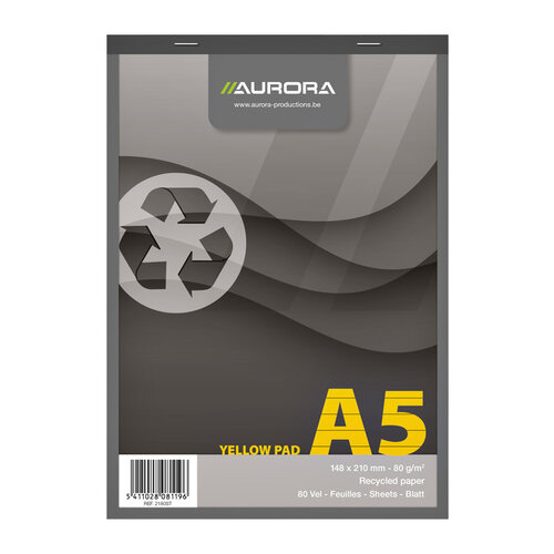 Aurora Bloc-notes Aurora A5 ligné 80 feuilles 80g jaune