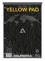 Aurora Bloc-notes Aurora A4 ligné 80 feuilles 80g 4 perf jaune