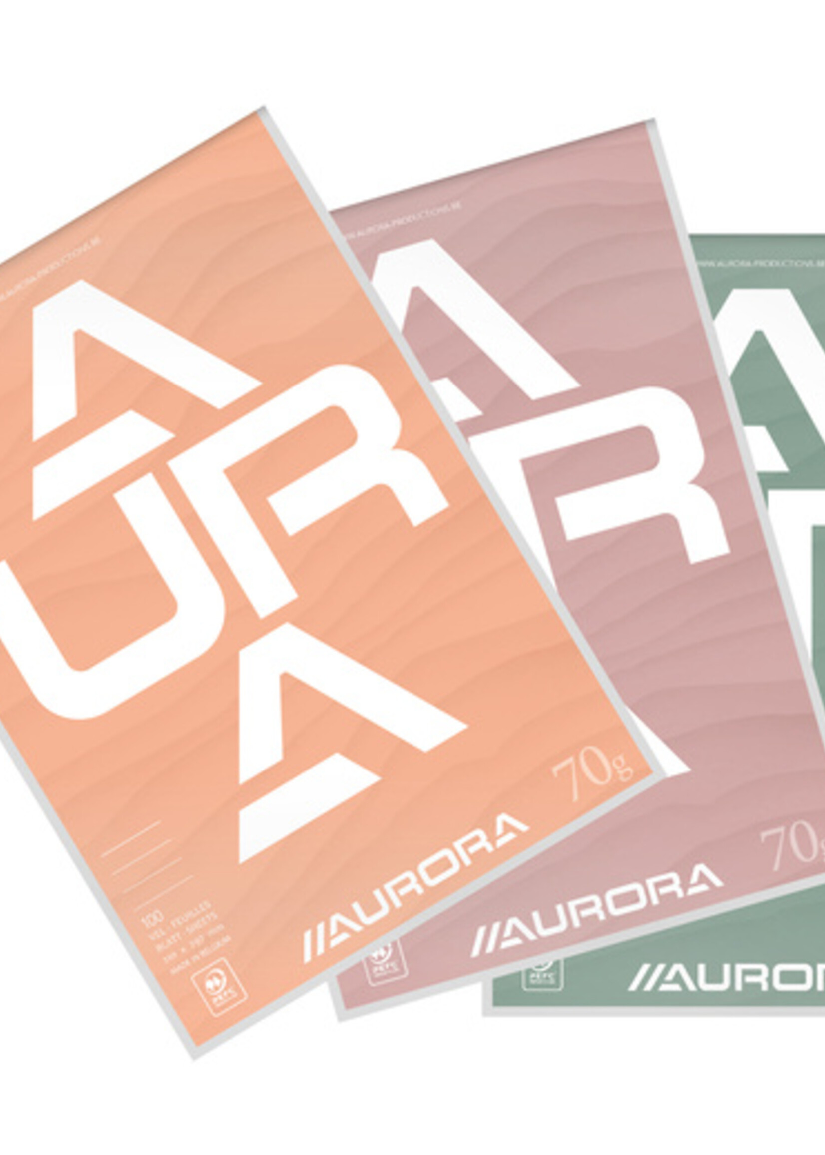Aurora Schrijfblok Aurora A4 lijn 100 vel 70gr assorti