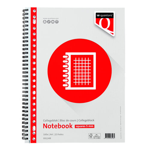 Quantore Collegeblok Quantore A4 23-gaats ruit 5mm 100vel