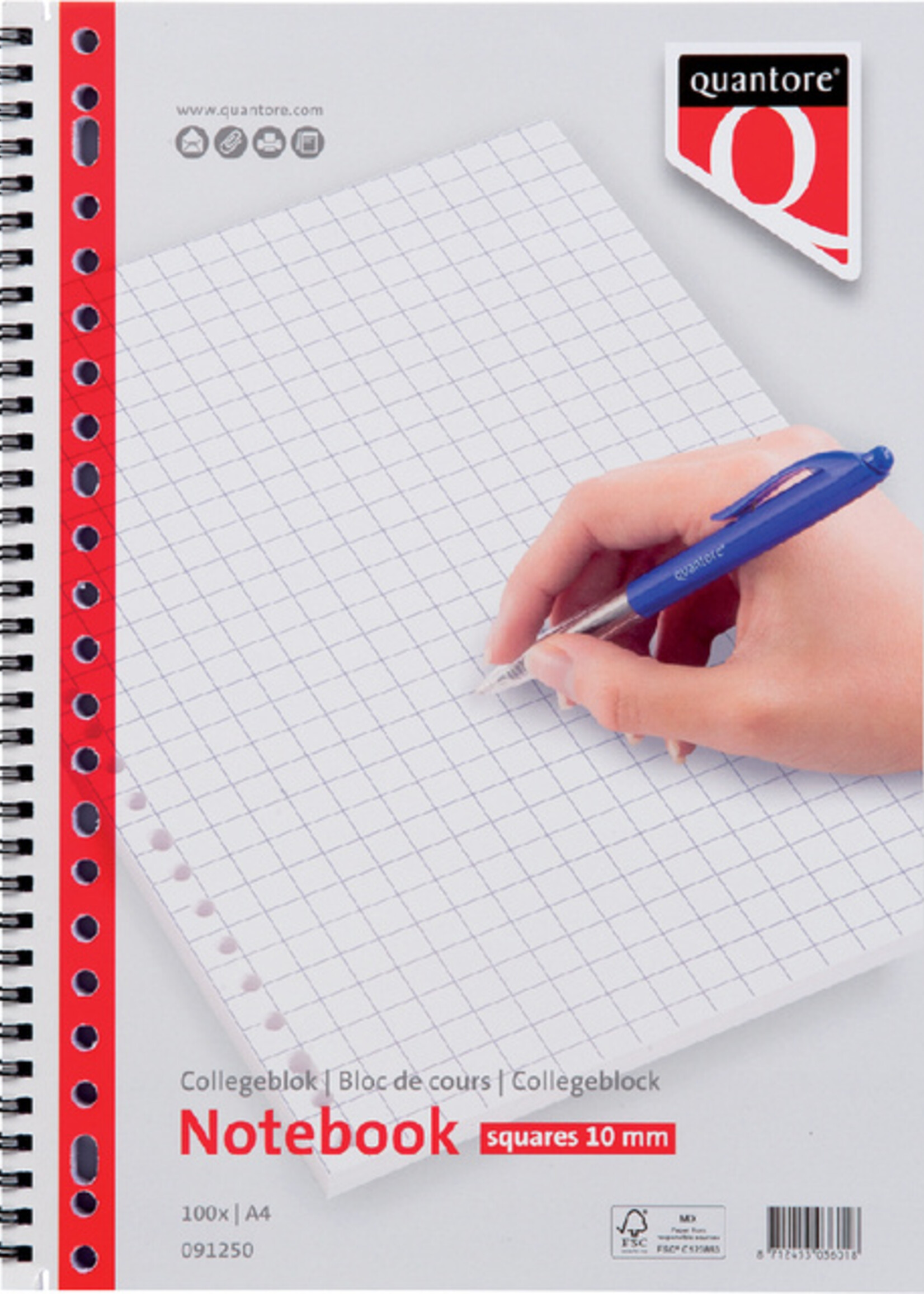 Quantore Collegeblok Quantore A4 23-gaats ruit 10mm 100vel