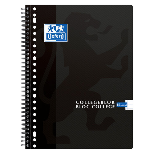 Oxford Bloc de cours Oxford A4+ 23 perforations ligné 80 feuilles noir