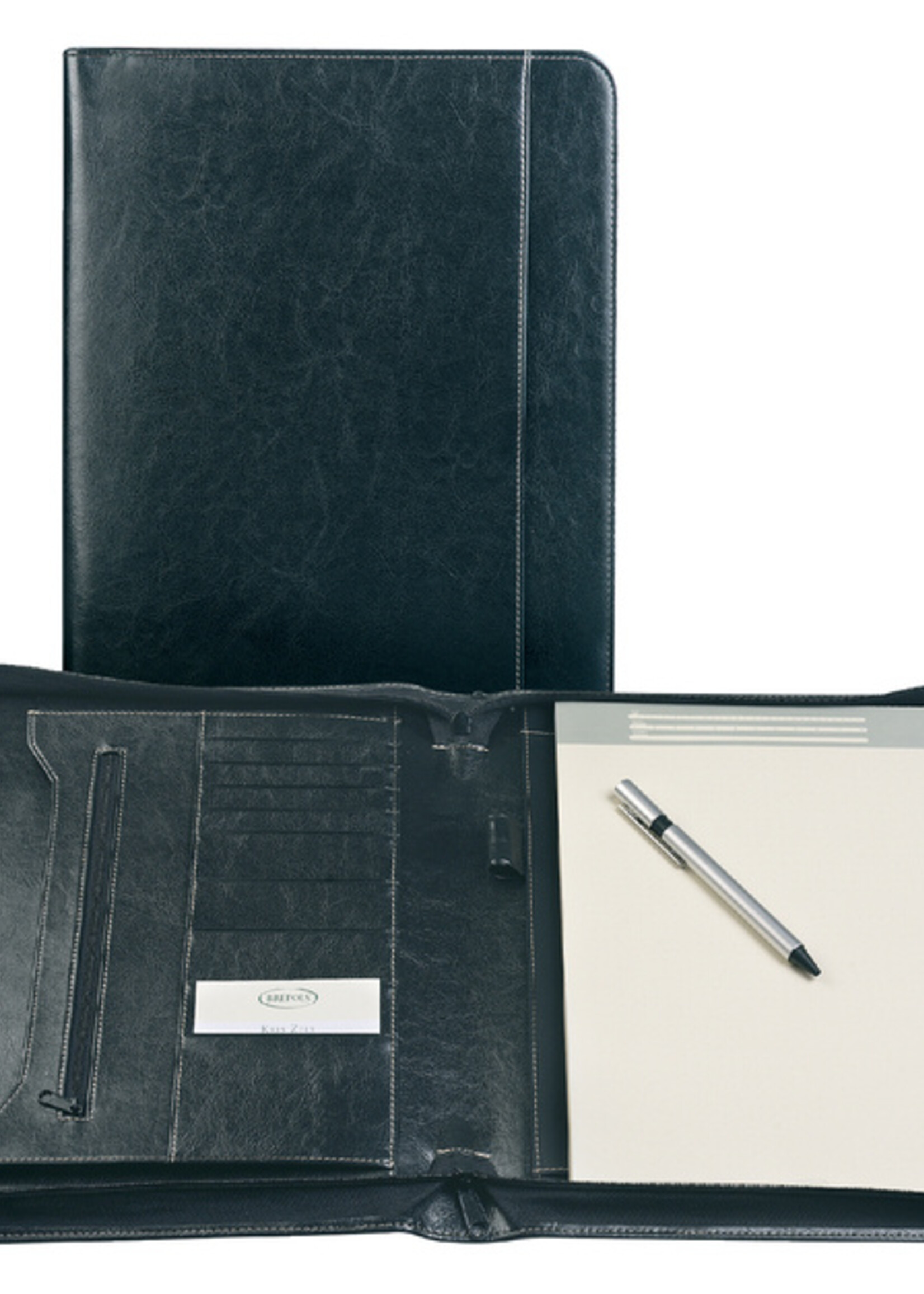 Brepols Schrijfmap Brepols Palermo luxe A4 met rits inclusief schrijfblok zwart