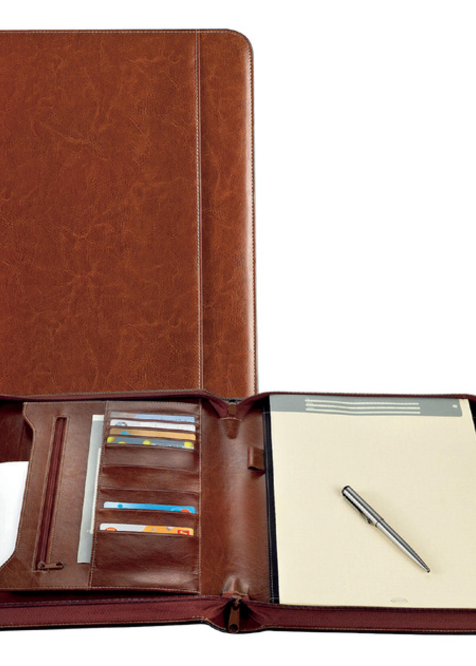 Brepols Schrijfmap Brepols Palermo luxe A4 met rits inclusief schrijfblok bruin