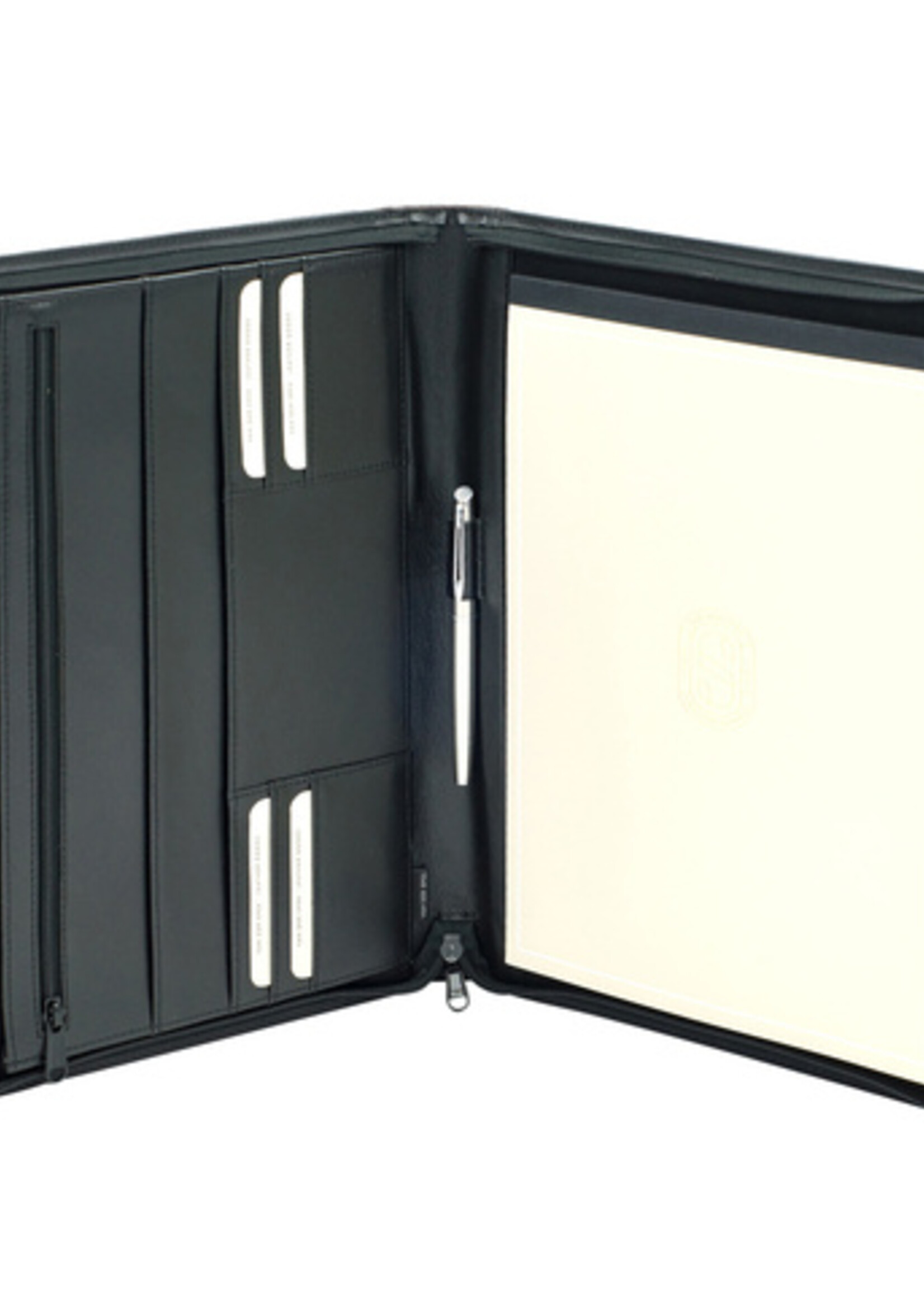 Van der Spek Schrijfmap van der Spek A4 + rits leer met nerf zwart