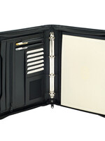 Van der Spek Schrijfmap van der Spek A4 4-rings 25mm O-mechaniek + rits leer met nerf zwart