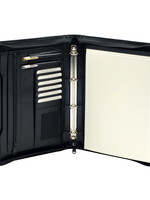 Van der Spek Schrijfmap van der Spek A4 buffelleer 4-rings 25mm O-mech + rits zwart