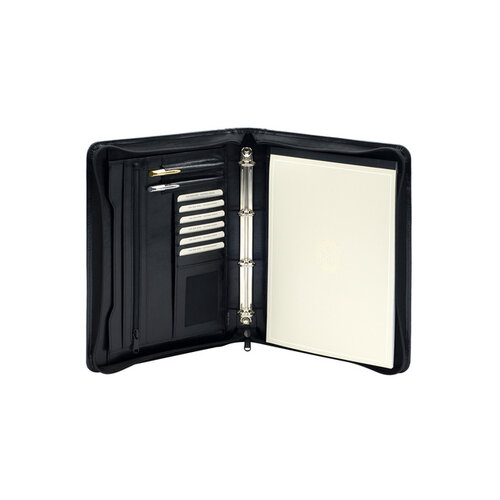 Van der Spek Conférencier Van der Spek A4 cuir buffle 4 anneaux 25mm méc-O + zip noir