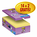 Post-it Memoblok 3M Post-it 655 Super Sticky 76x127mm geel 14+2 gratis