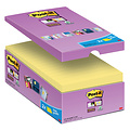 Post-it Memoblok 3M Post-it 655 Super Sticky 76x127mm geel 14+2 gratis