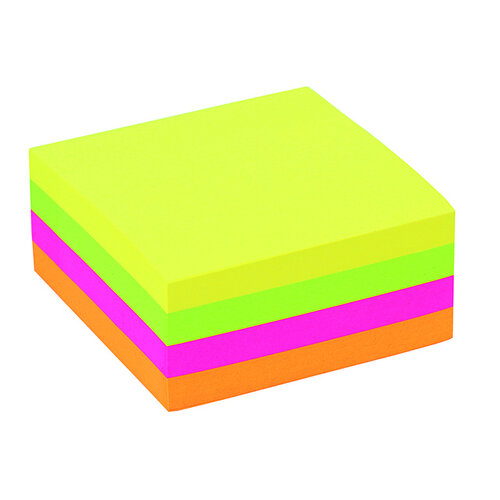 Quantore Memoblok Quantore 76x76mm neon kleuren assorti 4 kleuren