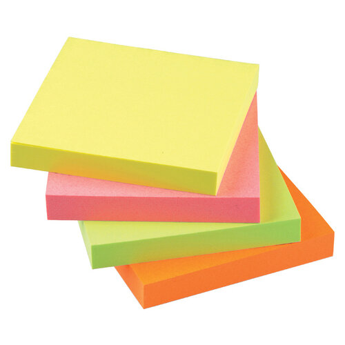 Quantore Memoblok Quantore 76x76mm neon kleuren assorti 4 kleuren