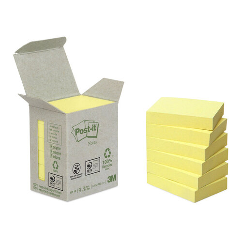 Post-it Bloc-mémos Post-it 653-1B 38x51mm 6 blocs recyclé jaune