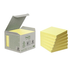 Bloc-mémos Post-it 654-1B 76x76mm 6 blocs recyclé jaune