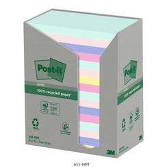 Bloc-mémos 3M Post-it 655 76x127mm recyclé Rainbow pastel