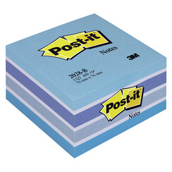 Bloc-mémos Post-it 2028B cube 76x76mm bleu 450 feuillets