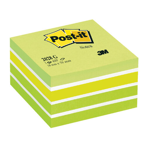 Post-it Bloc-mémos Post-it 2028G cube 76x76mm vert 450 feuillets