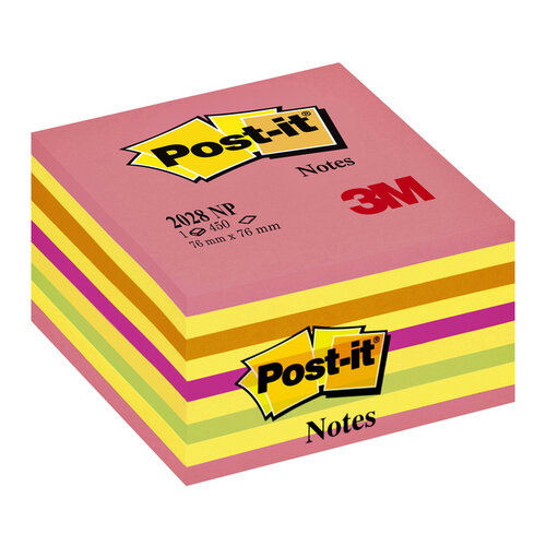 Post-it Memoblok 3M Post-it 2028 76x76mm kubus neon kleuren