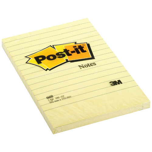 Post-it Bloc-mémos Post-it 660 152x102mm jaune ligné