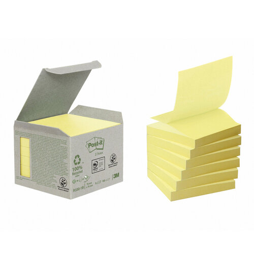 Post-it Bloc-mémos Post-it Z-Notes recyclé R330-1B 76x76mm jaune