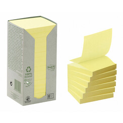 Bloc-mémos Post-it Z-Notes recyclé R330-1T 76x76mm jaune