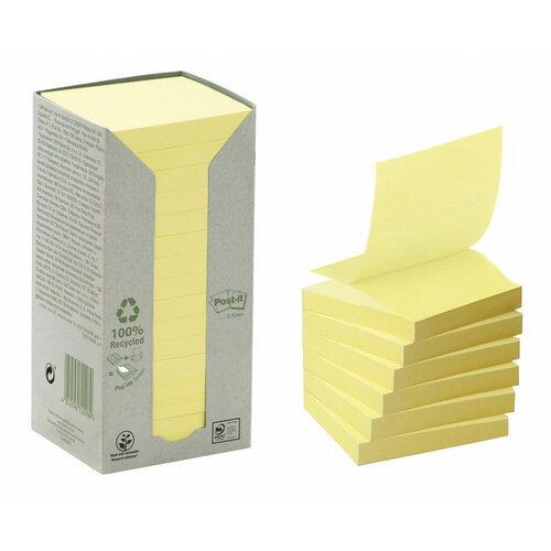 Post-it Bloc-mémos Post-it Z-Notes recyclé R330-1T 76x76mm jaune