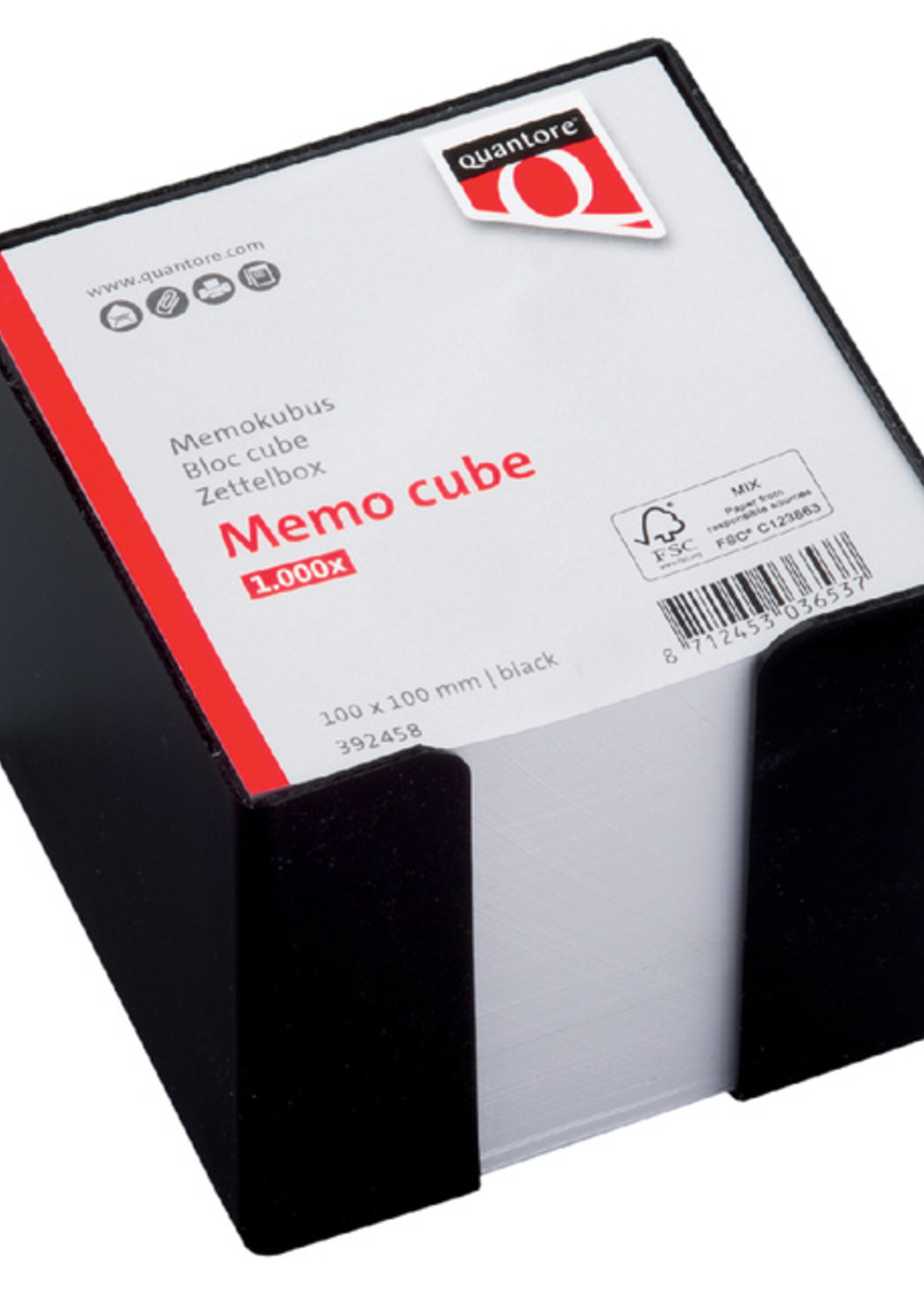 Quantore Memokubus Quantore 10x10x9cm zwart met 900vel