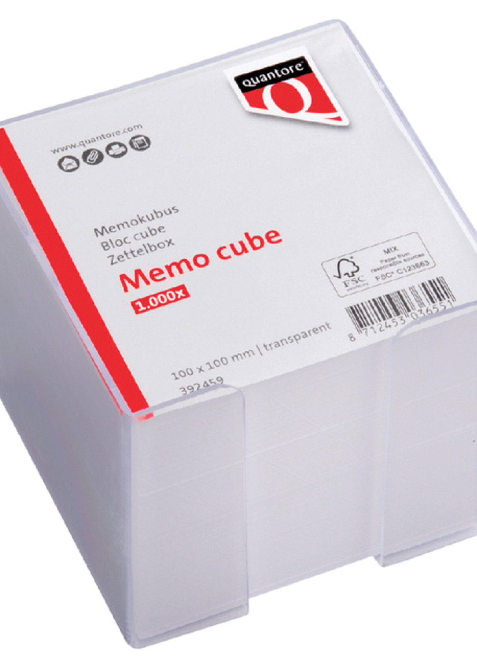 Quantore Cube Mémos Quantore 10x10x9cm Transparent 900 feuilles