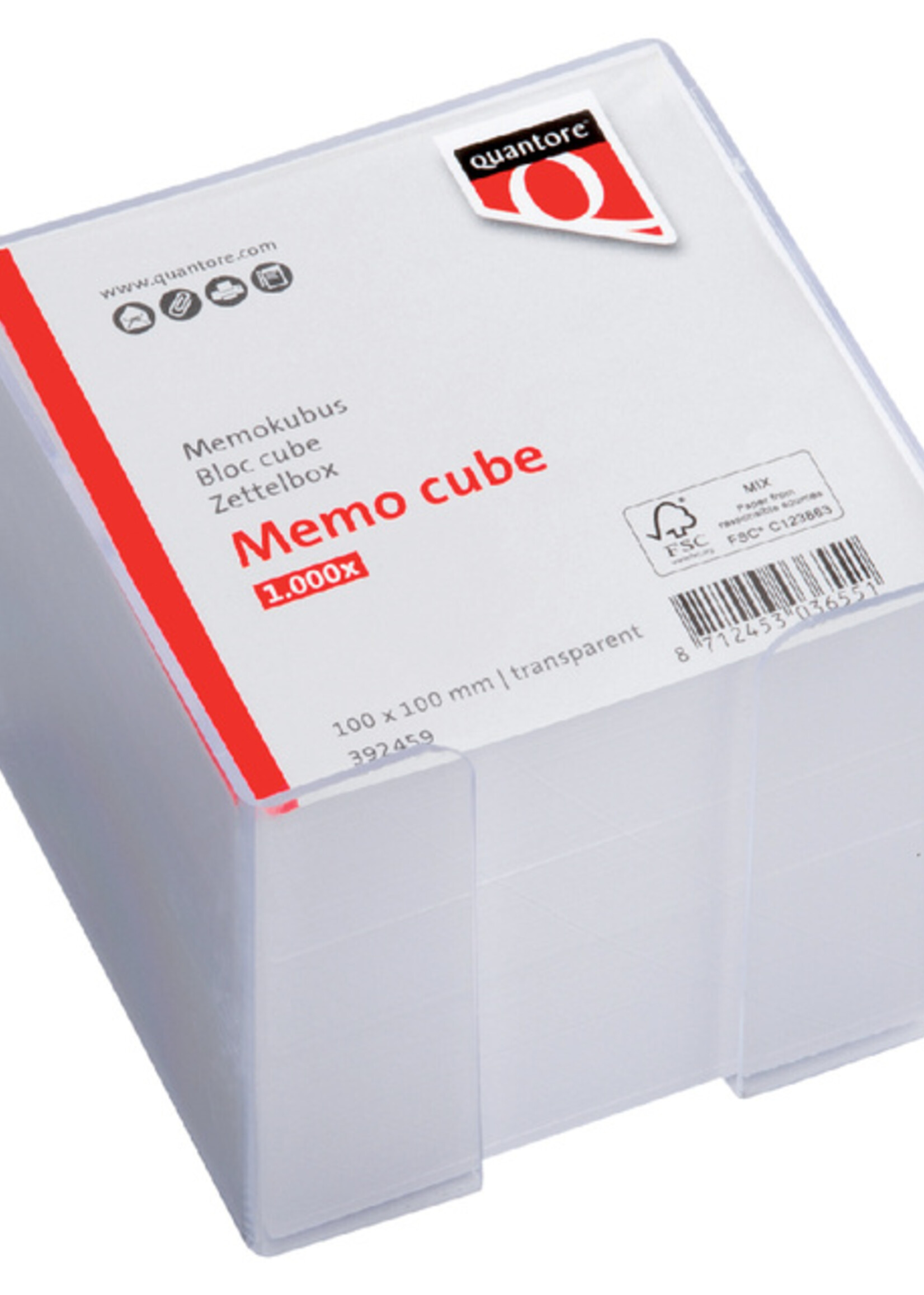 Quantore Cube Mémos Quantore 10x10x9cm Transparent 900 feuilles