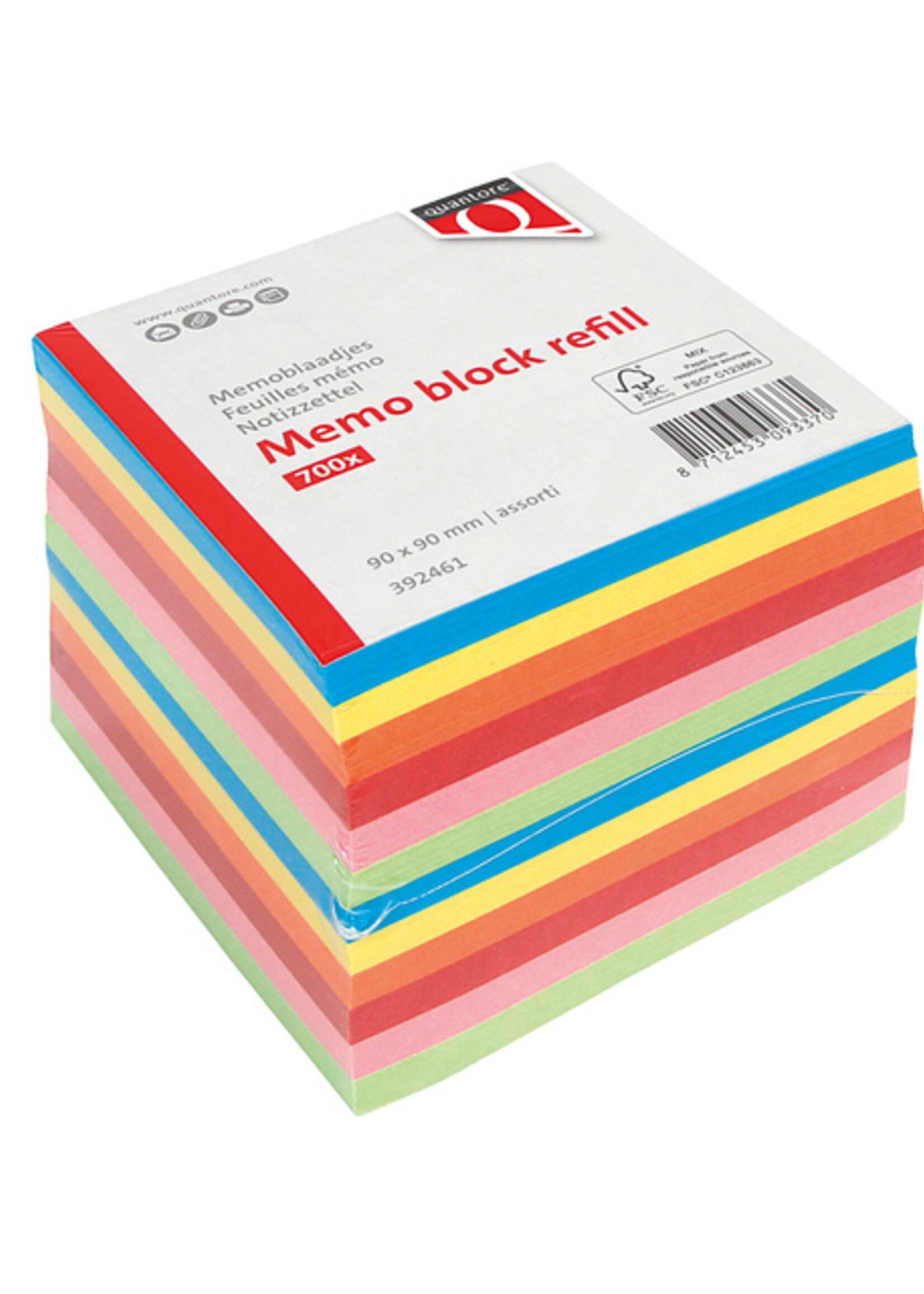 Quantore Bloc mémos Quantore 90x90mm 700 feuillets volants assorti