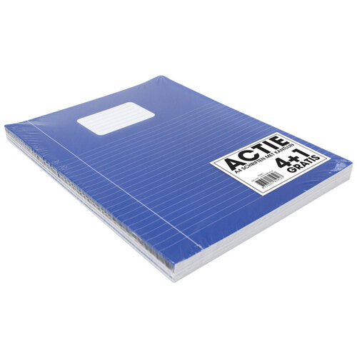 Verhaak Schrift Verhaak Basic A4 lijn 80blz 60gr assorti - set 5 stuks