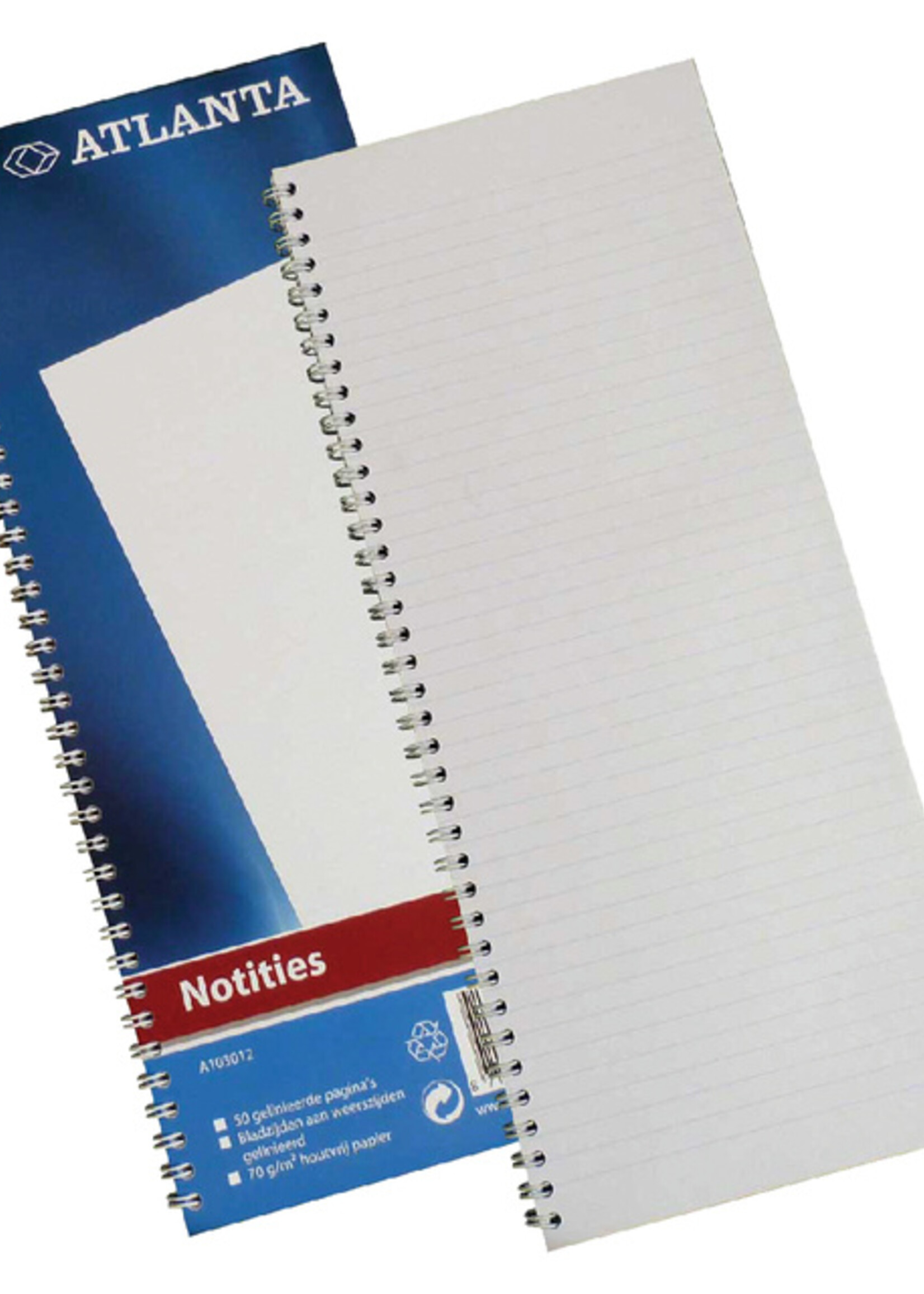 Atlanta Registre in-folio étroit à spirale Atlanta ligné 100 pages bleu