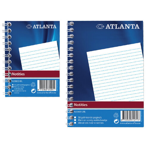 Atlanta Carnet de notes à spirale latérale Atlanta A7 ligné 100 feuilles