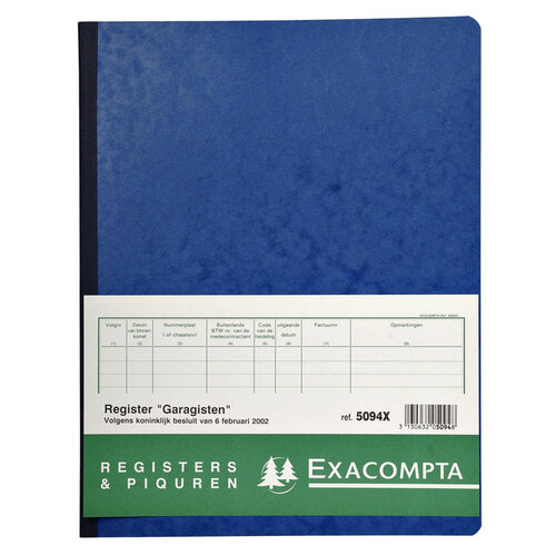Exacompta Registre Piqûre garagiste 320X250mm 80 feuilles bleu
