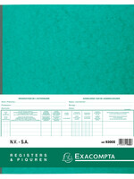 Exacompta Registre Piqûre actionnaires NV/SA 250x320mm 80 feuilles vert
