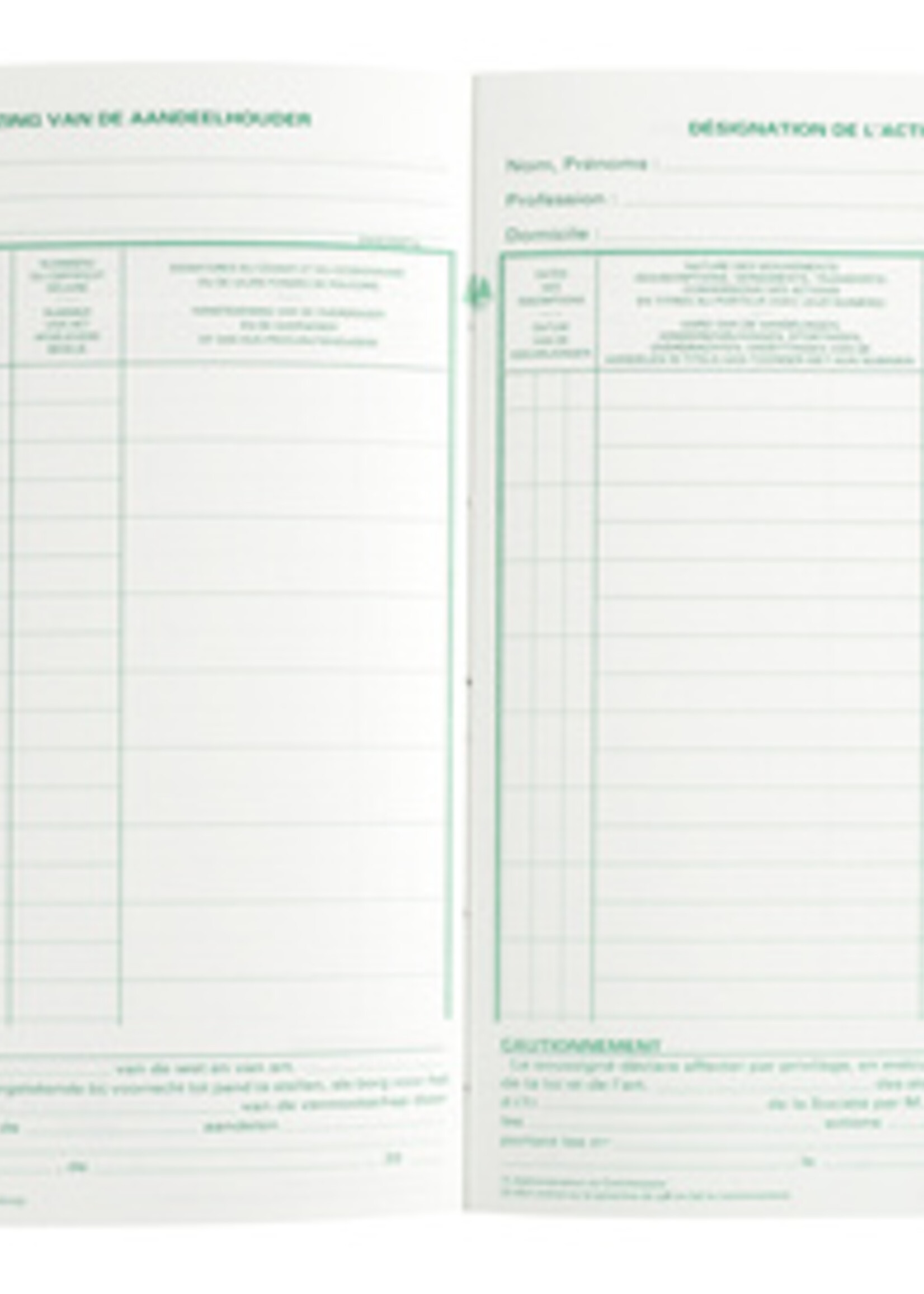 Exacompta Registre Piqûre actionnaires NV/SA 250x320mm 80 feuilles vert