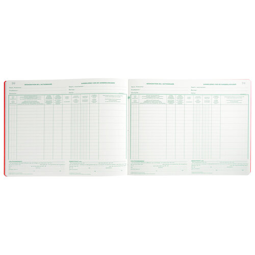 Exacompta Registre Piqûre actionnaires NV/SA 250x320mm 80 feuilles vert