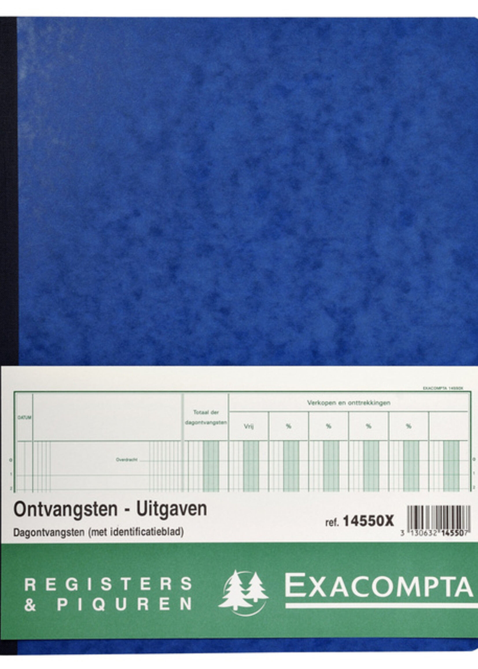 Exacompta Registre Piqûre recettes journalières 320x250mm 80 feuilles bleu